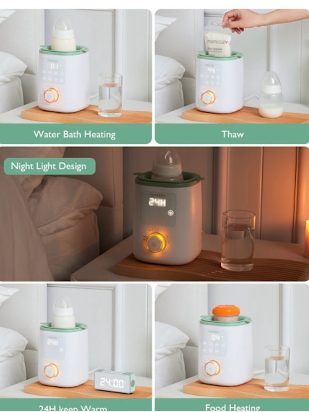 Momcozy Green and White Baby Bottle Warmer - Picture 6 of 8